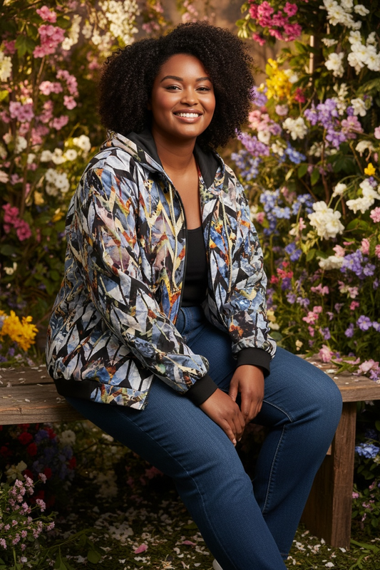 DIAMOND BLUE Hooded Bomber Jacket